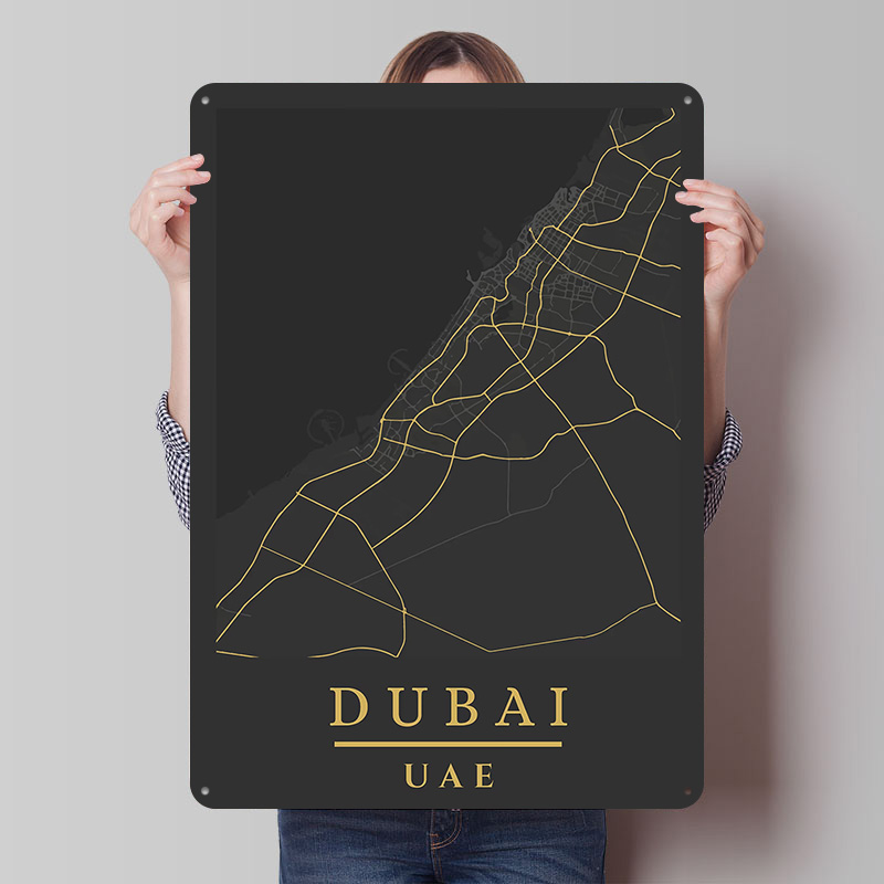 Custom Map Poster - Dubai BAE Harita Sanatı Baskılı Poster