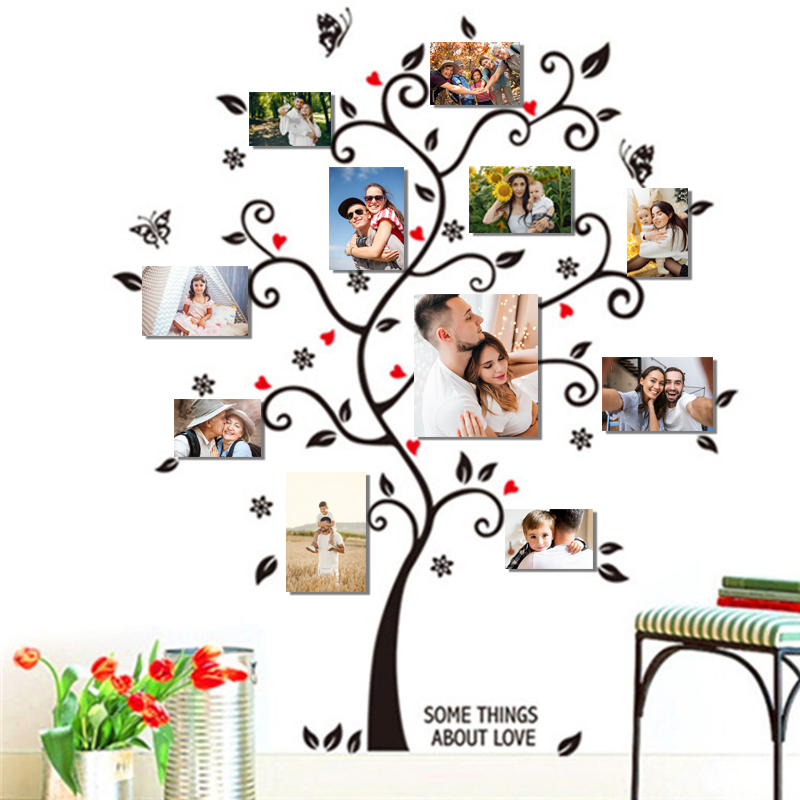Family Tree Print - DIY aile fotoğraf çerçevesi ağaç duvar