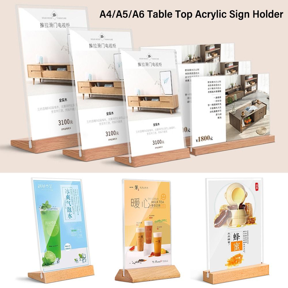 Engraved Wood Frame - Dayanıklı akrilik masa üstü işareti tutucu