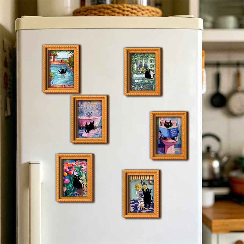 Siyah Kedi Yağlı Boya Tarzı Ma - Engraved Wood Frame incelemesi ve fiyatı