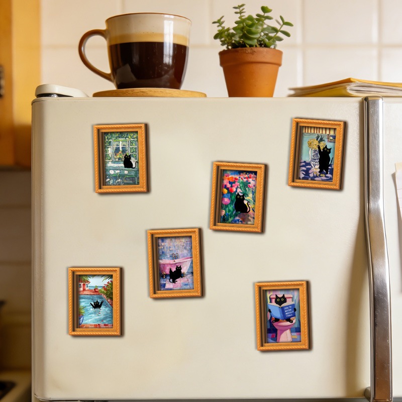 Siyah Kedi Yağlı Boya Tarzı Ma - Engraved Wood Frame incelemesi ve fiyatı