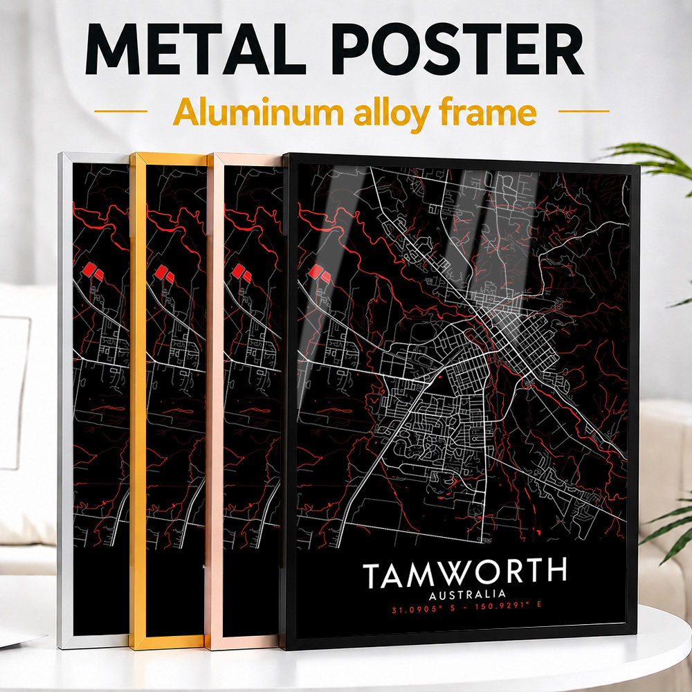 Tamworth Karanlık Harita Çerçe - Custom Map Poster incelemesi ve fiyatı