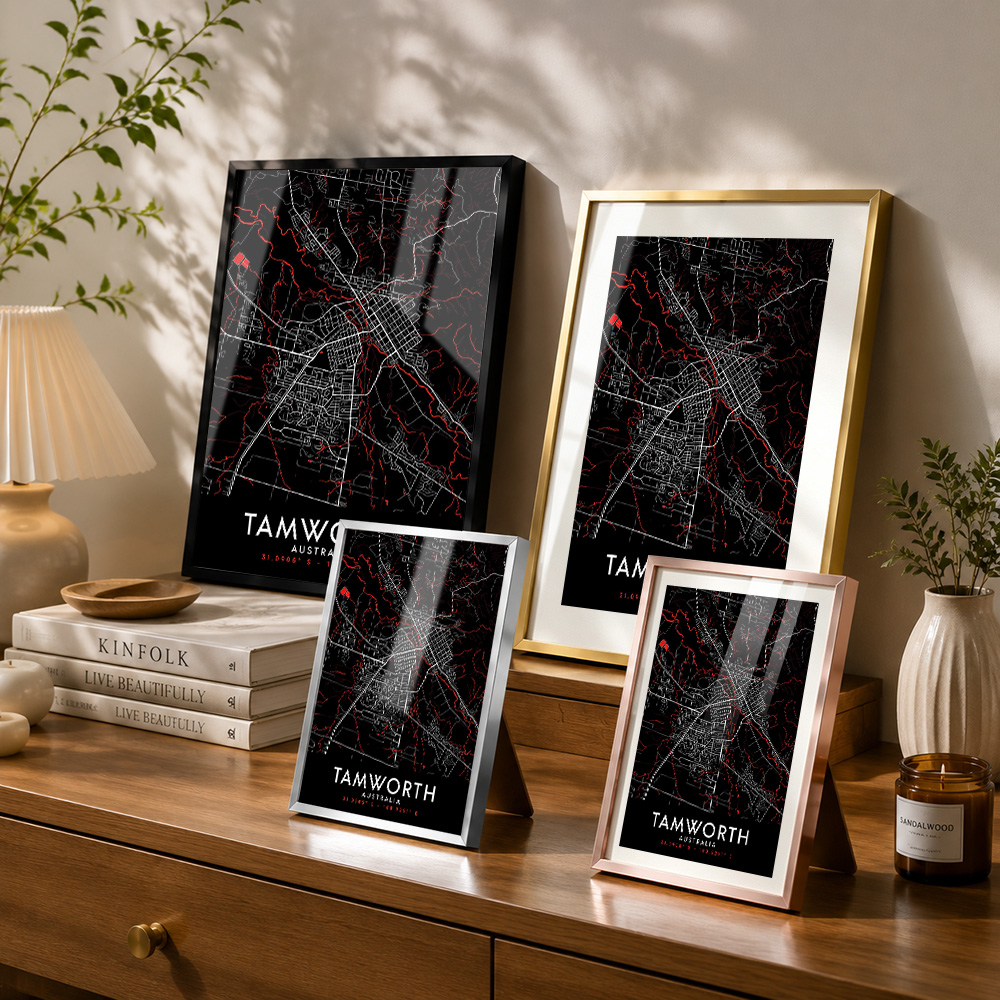 Tamworth Karanlık Harita Çerçe - Custom Map Poster incelemesi ve fiyatı